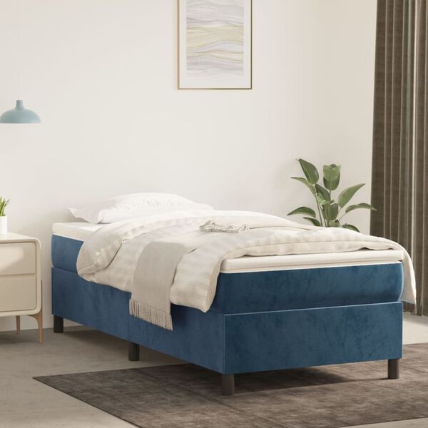 vidaXL Boxspring met matras fluweel donkerblauw 80x200 cm