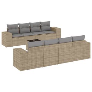 vidaXL 9-delige Loungeset met kussens poly rattan beige