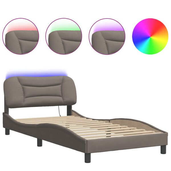 vidaXL Bedframe met LED zonder matras "Hvar" 100x200 cm stof Taupe