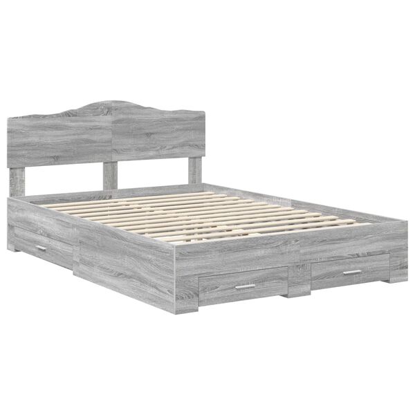 vidaXL Bedframe met hoofdeinde Grijs Sonoma 140 x 200 cm Bewerkt hout