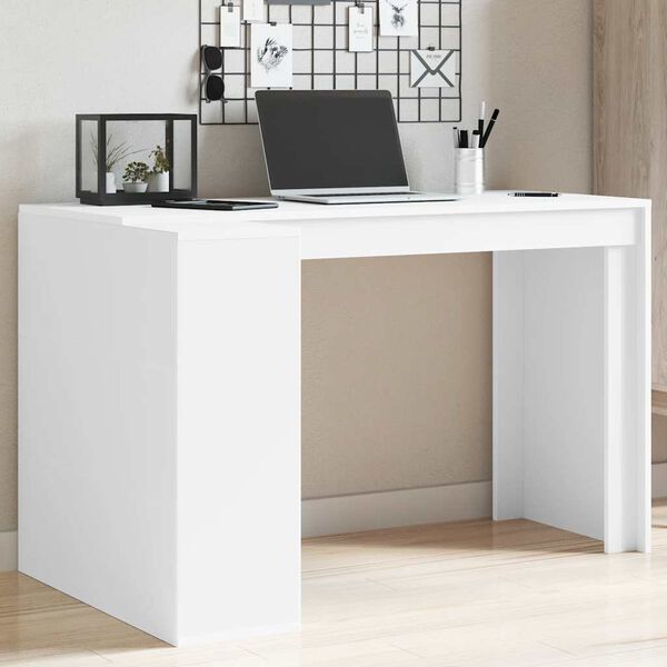 vidaXL Bureau 123,5x73,5x75 cm bewerkt hout wit