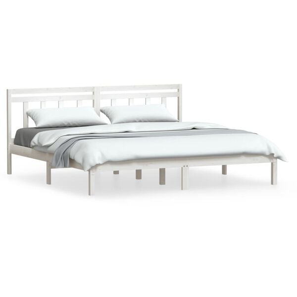 vidaXL Bedframe massief grenenhout wit 200x200 cm