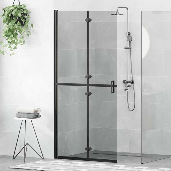 vidaXL Inloop douche wand Zwart en donkertransparant 90 x 190 cm