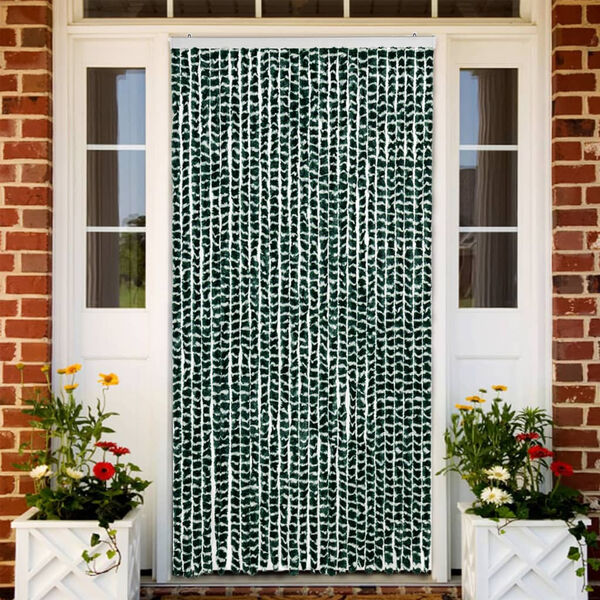 vidaXL Vliegengordijn 118x220 cm chenille groen en wit