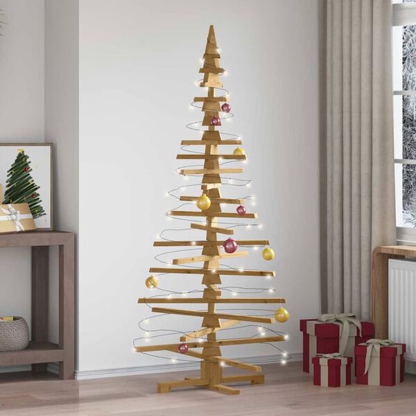 vidaXL Houten kerstboom met standaard Bruin 180 cm Massief grenenhout