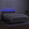 vidaXL Boxspring met matras en LED stof lichtgrijs 140x190 cm