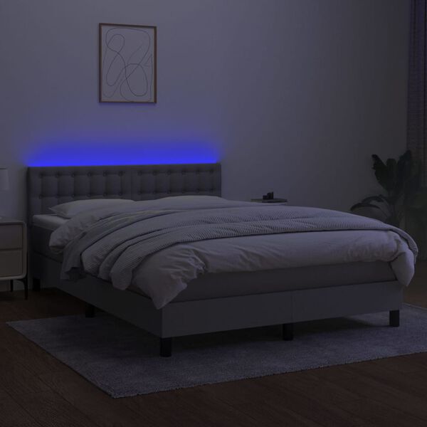 vidaXL Boxspring met matras en LED stof lichtgrijs 140x190 cm