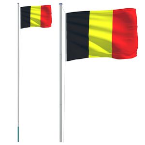 vidaXL Vlag met vlaggenmast Belgi&euml; 6,08 m aluminium