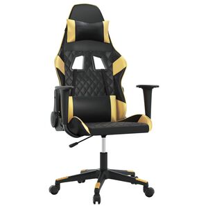 vidaXL Massage gamestoel kunstleer zwart en goudkleurig
