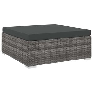 vidaXL Voetensteun 1 st met kussen poly rattan grijs