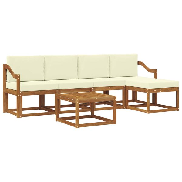 vidaXL Buiten bankenset 6 pcs Natuurlijk en Cr&egrave;me Massief Acaciahout