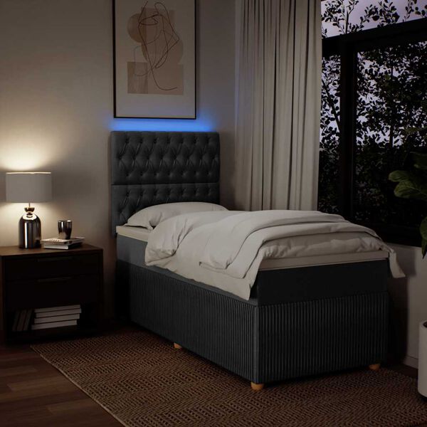 vidaXL Boxspring met matras stof donkergrijs 100x200 cm