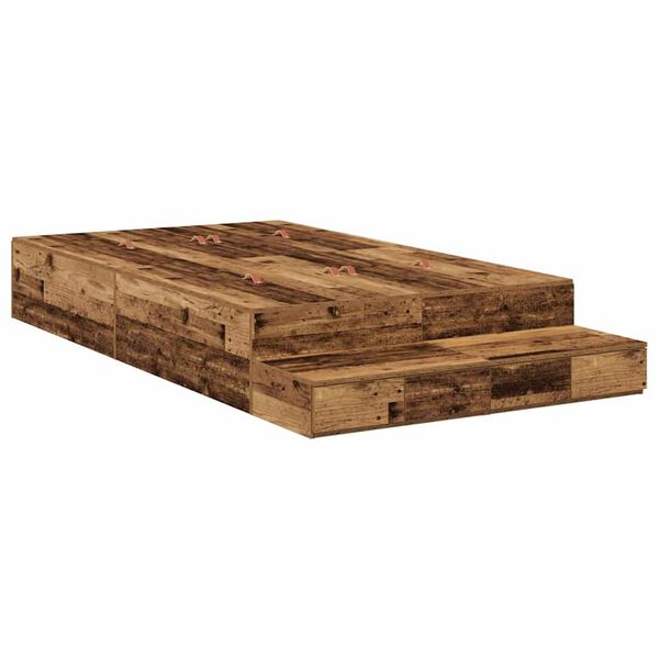 vidaXL Opbergbedframe met lade met opslag Oud Hout 120 cm Bewerkt hout