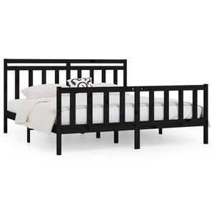vidaXL Bedframe massief grenenhout zwart 200x200 cm