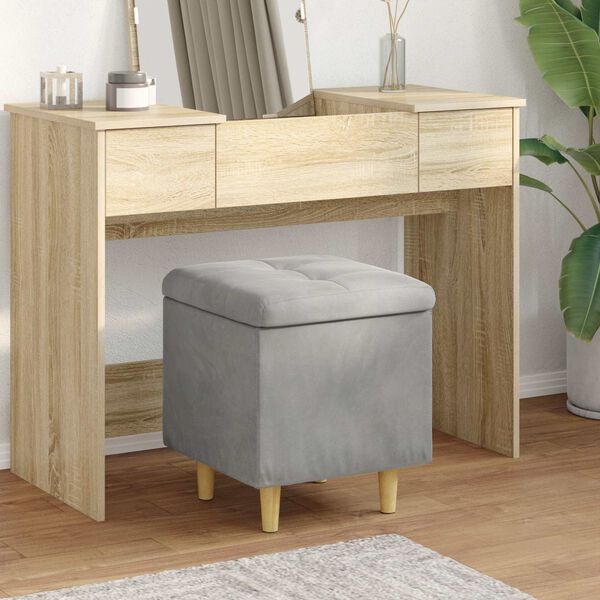 vidaXL Opslagottoman met kussen Lichtgrijs 40 x 40 x 45 cm Fluweel