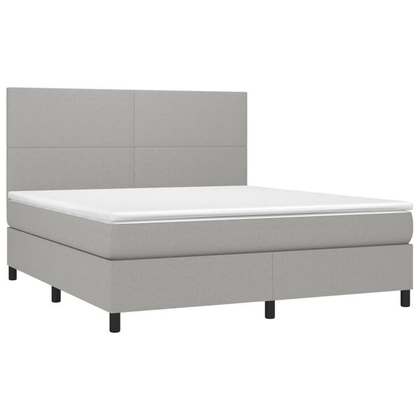 vidaXL Boxspring met matras en LED stof lichtgrijs 180x200 cm