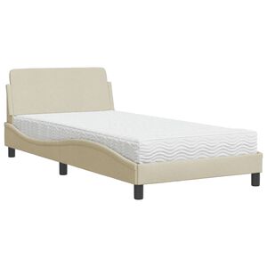 vidaXL Bed met matras "Dover" stof cr&egrave;mekleurig 100x200 cm