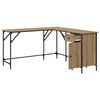 vidaXL Bureau Artisan Eiken 141 x 141 x 75 cm Bewerkt hout