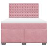 vidaXL Boxspring met matras fluweel roze 140x190 cm