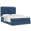 vidaXL Ottoman bed met matras en LED's 140x190cm stof blauw