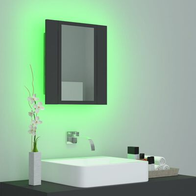 vidaXL Badkamerkast met spiegel en LED 40x12x45 cm grijs