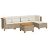 vidaXL 6-delige Loungeset met kussens poly rattan beige