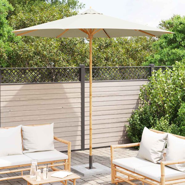 vidaXL Tuinparasol Cr&egrave;me Wit &Oslash; 270 x 260 cm Bamboe