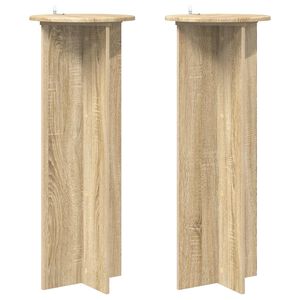 vidaXL Plantenstandaard 2 st Sonoma Eiken &Oslash;40 x 100 cm Bewerkt hout