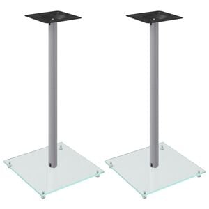 vidaXL Luidsprekerstandaards 2 st 1 pijler gehard glas zilverkleurig