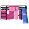 vidaXL Kinderhoogslaper met gordijnen 80x200 cm grenenhout roze