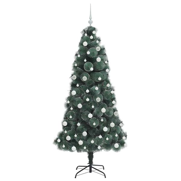vidaXL Kunstkerstboom met verlichting en ballenset Groen 180 cm PET