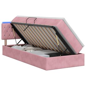 vidaXL LED Opslagbed met Matras Roze 90 x 200 cm Fluweel