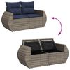 vidaXL 9-delige Loungeset met kussens poly rattan grijs