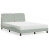 vidaXL Bed met matras fluweel lichtgrijs 140x190 cm
