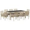 vidaXL Tuin eettafelset 9 st Beige poly rattan