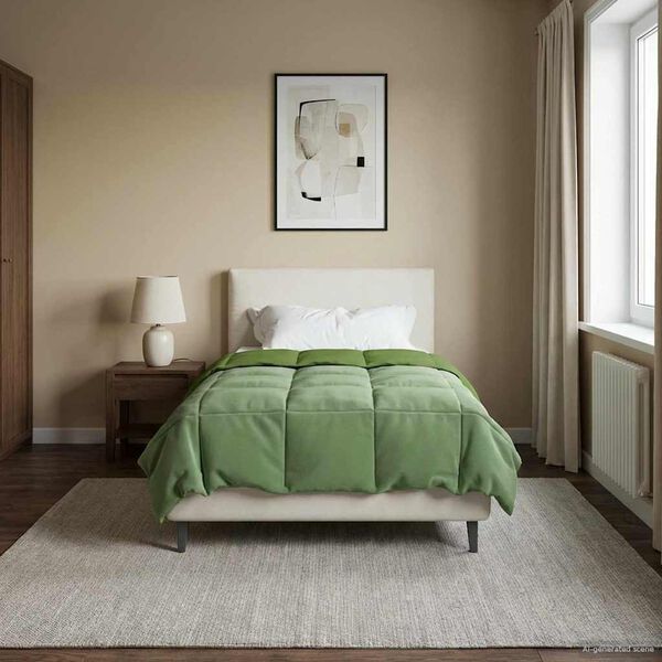 vidaXL Vol jaar dekbed Gekwilt Groen 155 x 200 cm Microfiber