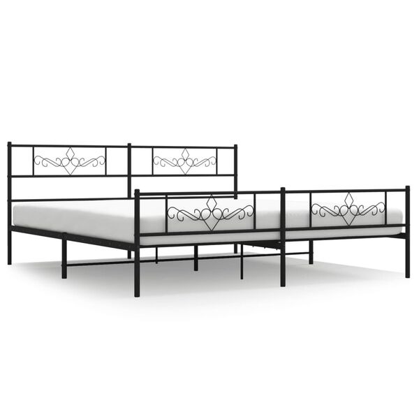 vidaXL Bedframe met voetbord zonder matras metaal zwart 180x200 cm
