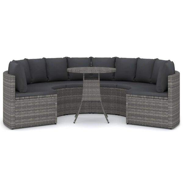 vidaXL 7-delige Loungeset met kussens poly rattan grijs