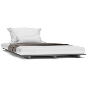 vidaXL Bedframe massief grenenhout grijs 90x200 cm