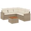 vidaXL 6-delige Loungeset met kussens poly rattan beige