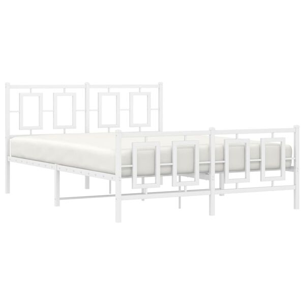 vidaXL Bedframe met hoofd- en voeteneinde metaal wit 135x190 cm