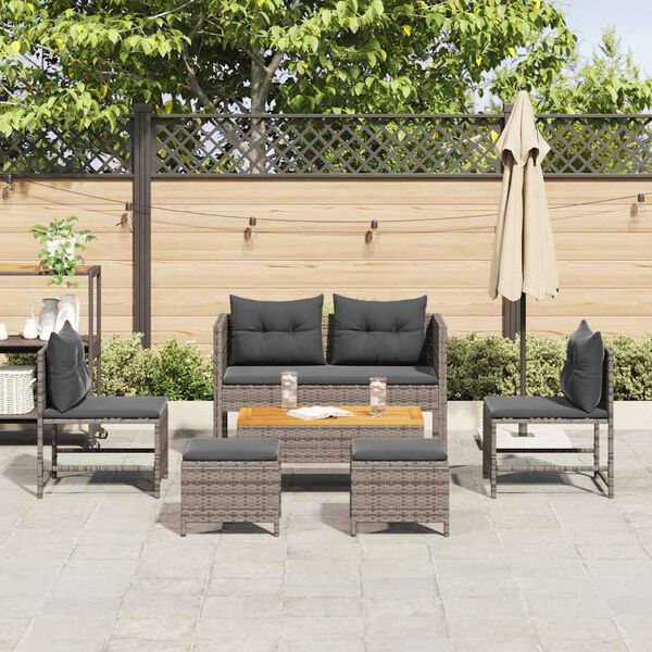 vidaXL Tuin Sofa Set 6 pcs grijs en donkergrijs poly rattan