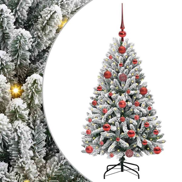 vidaXL Kunstkerstboom met 150 LED Groen en Wit 120 cm PVC en Metaal