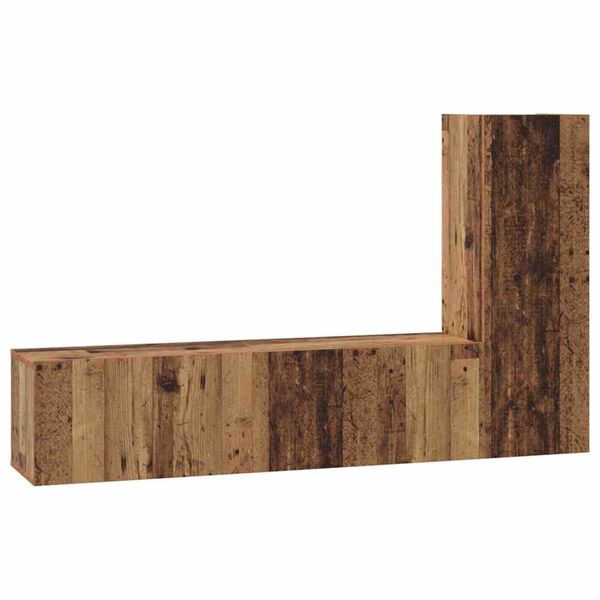 vidaXL Tv-meubelset Wandgemonteerd 3 pcs Oud Hout Bewerkt hout