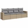 vidaXL 4-delige Loungeset met kussens poly rattan beige
