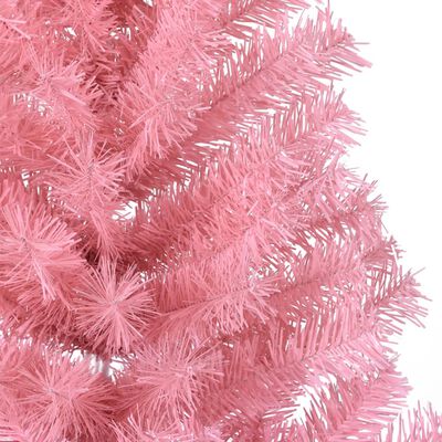 vidaXL Kunstkerstboom met standaard half 150 cm PVC roze