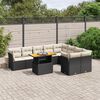 vidaXL 10-delige Loungeset met kussens poly rattan zwart