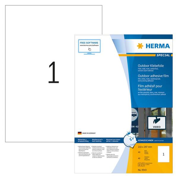 HERMA Folie-etiketten weerbestendig 40 vellen A4 210x297 mm wit