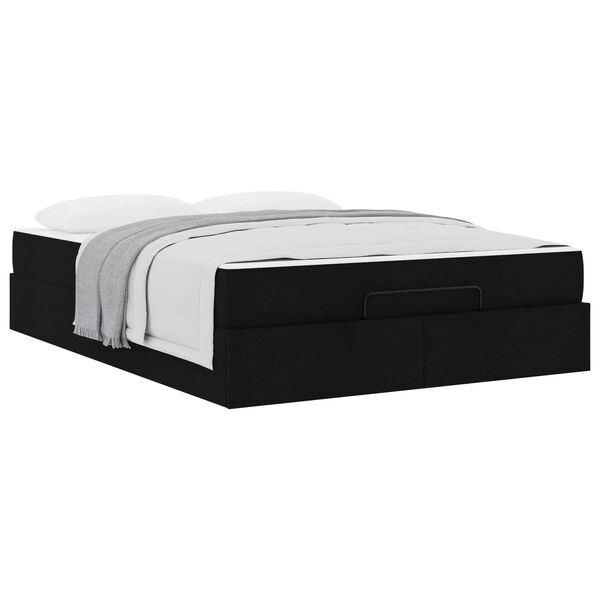 vidaXL Bedframe met matras met matras 2 pcs Zwart Stof