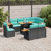 vidaXL 9-delige Loungeset met kussens poly rattan acacia zwart